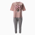 Комплект женский домашний (футболка/бриджи), цвет розовый, размер 46 - Фото 4