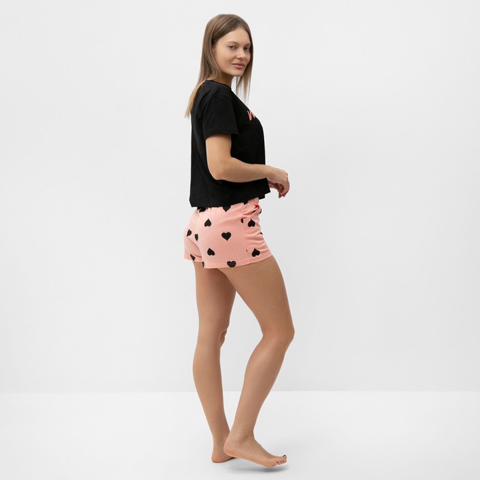 Комплект женский домашний (футболка/шорты), цвет персик, размер 46 - фото 1909295966