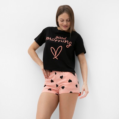 Комплект женский домашний (футболка/шорты), цвет персик, размер 48