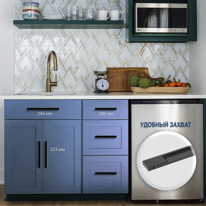 

Ручка торцевая CAPPIO RP101BL, м/о 224 мм, цвет черный
