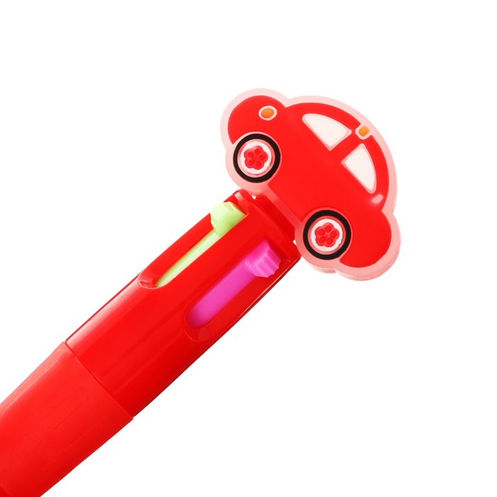 Ручка шариковая автоматическая 4-х цветная, мини, Машина МИКС