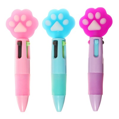 Ручка-мини, шариковая автоматическая, 4-х цветная, «Лапка», МИКС