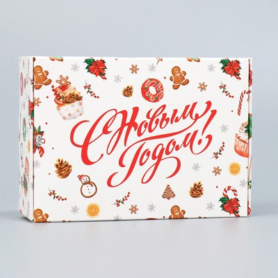 Коробка подарочная новогодняя складная «С Новым годом», 14×10×5 см