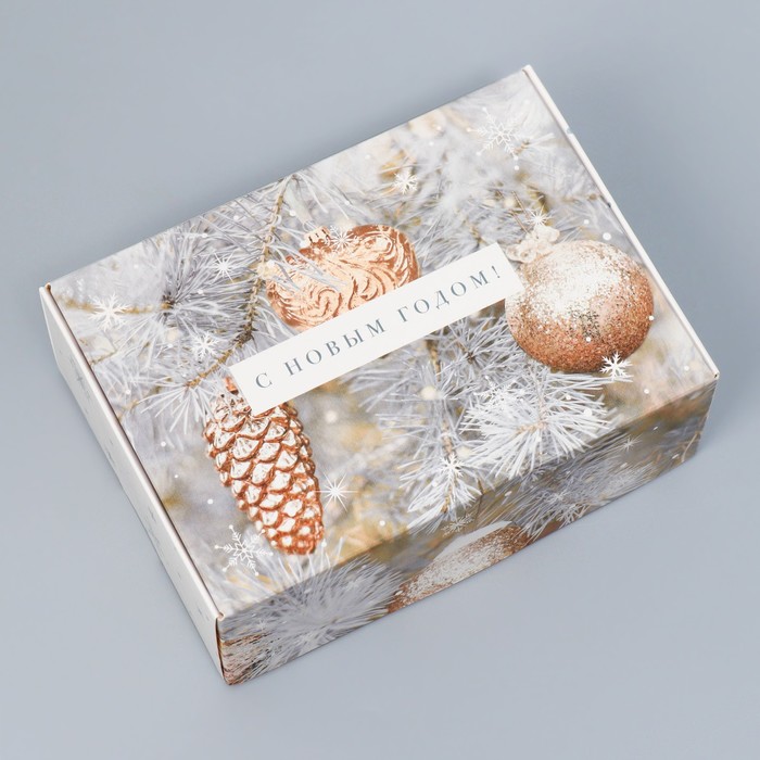 Коробка складная «Снежные шары», 14 х 10 х 5 см, Новый год