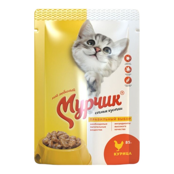 Консервированный корм Мурчик для кошек, курица, 75 г - Фото 1