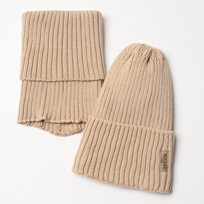 Комплект детский (шапка, снуд) MINAKU, размер 52-54, бежевый