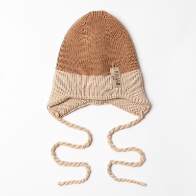 Шапка детская MINAKU, коричнево-бежевая, размер 42-44 (6-9 мес.)