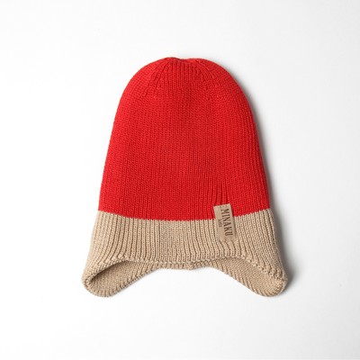 Шапка детская MINAKU, размер 50-52, красный/бежевый