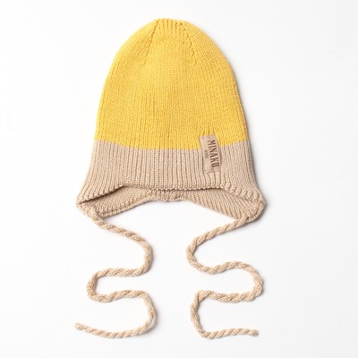 Шапка детская MINAKU, размер 42-44, горчичный/бежевый