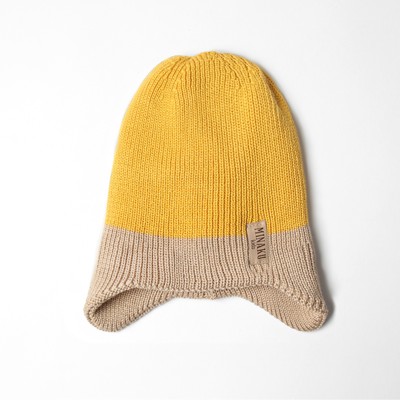 Шапка детская MINAKU, размер 50-52, горчичный/бежевый