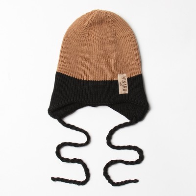 Шапка детская MINAKU, чёрно-бежевая, размер 42-44 (6-9 мес.)