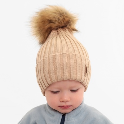 Шапка детская MINAKU размер 54-56 (5-8 лет), бежевая