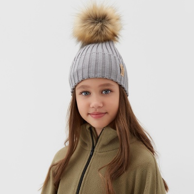 Шапка детская MINAKU: Hello, winter, серая, размер 52-54 (5-7 лет)