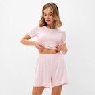 Комплект женский (футболка, шорты) MINAKU: Home collection цвет розовый, р-р 42 - фото 320078301