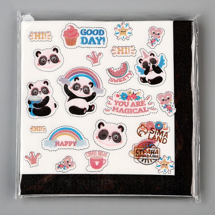 Салфетки бумажные «Панда», набор 20 шт.