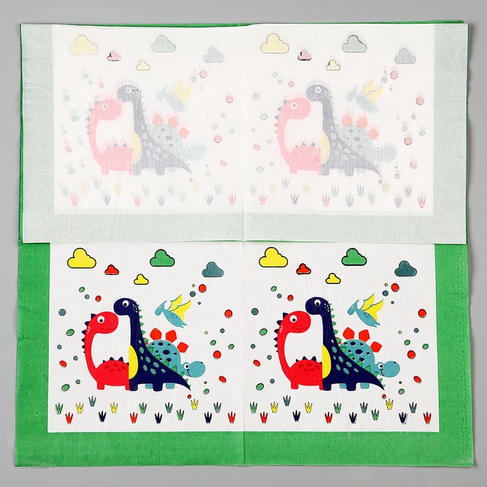 Салфетки бумажные «Милые динозаврики», набор 20 шт.