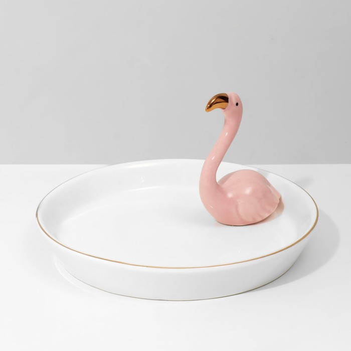 Подставка универсальная керамика «Фламинго» 14×11,5, цвет бело-розовый - фото 1887237013