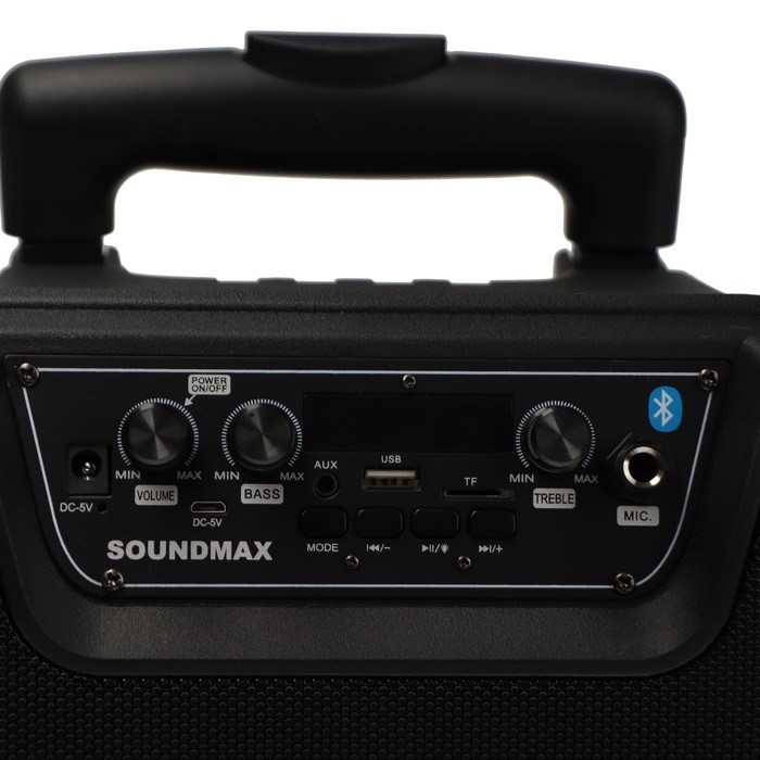 Портативная колонка Soundmax SM-PS4303, 60Вт, 2400мАч, FM, BT, microSD, USB, AUX, подсветка - фото 51330276