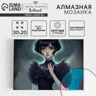 Алмазная мозаика с частичным заполнением на холсте «Девушка в черном» 20×30 см - Фото 1