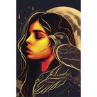 Алмазная мозаика с частичным заполнением на холсте «Девушка с вороном», 20×30 см - Фото 2