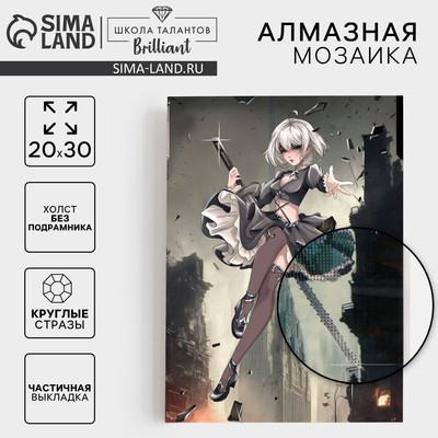 Алмазная мозаика с частичным заполнением на холсте «Девушка с клинком», 20×30 см