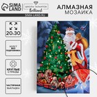 Алмазная мозаика на новый год с частичным заполнением на холсте «Дед Мороз у елки», 20×30 см, набор для творчества - Фото 1