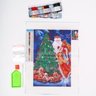Новогодняя алмазная мозаика с частичным заполнением на холсте «Новый год. Дед Мороз у елки», 20 х 30 см - Фото 3