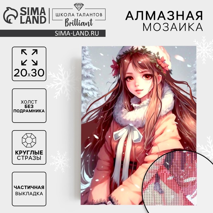 Алмазная мозаика на новый год с частичным заполнением на холсте «Снежная красавица», 20×30 см, набор для творчества - Фото 1