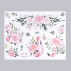 Наклейка пластик интерьерная цветная "Фламинго в цветах" 48х62 см - Фото 2