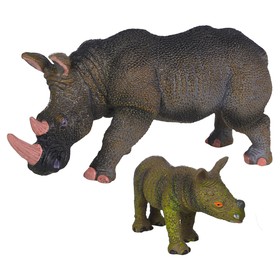 Набор фигурок «Мир диких животных: семья носорогов», 2 фигурки