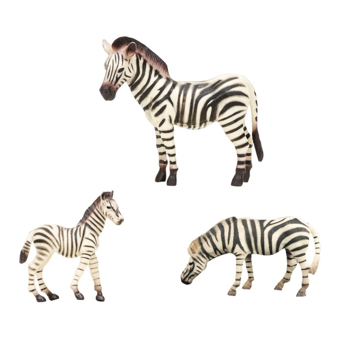 Набор фигурок «Мир диких животных: семья зебр», 3 фигурки
