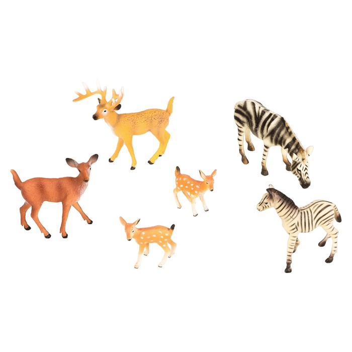 Набор фигурок «Мир диких животных: семья зебр и семья оленей», 6 фигурок - фото 1906387158