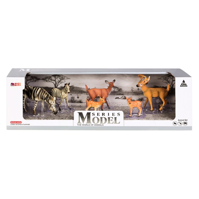 Набор фигурок «Мир диких животных: семья зебр и семья оленей», 6 фигурок - фото 1906387161
