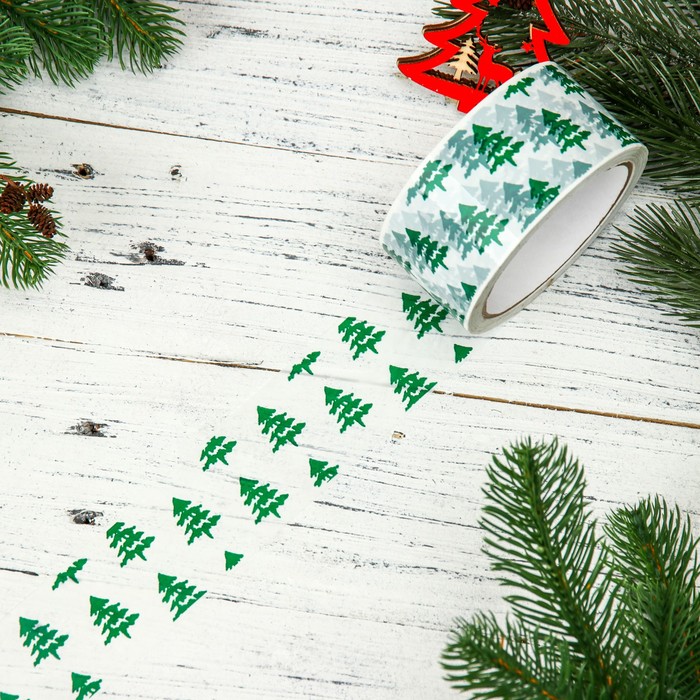 Скотч новогодний с логотипом «Елки» 48×45 м, 45 мкм - Фото 1