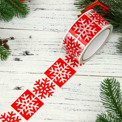Скотч новогодний с логотипом «Снежинки» 48×45 м, 45 мкм