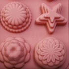 Форма для выпечки Доляна «Цветы», силикон, 12 ячеек, 20,5×15,6×2 см, цвет розовый - Фото 5