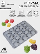 Форма для мармелада Доляна «Фрукты», силикон, 21.3×14.4×1.5 см, 25 ячеек (3×2 см), цвет серый - Фото 1