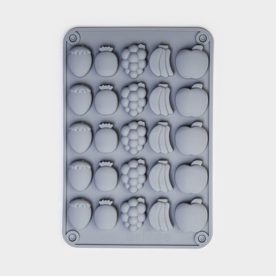 Форма для мармелада Доляна «Фрукты», силикон, 21.3×14.4×1.5 см, 25 ячеек (3×2 см), цвет серый