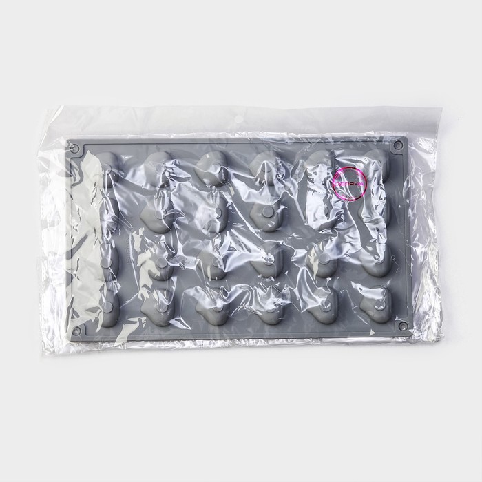 Форма силиконовая для льда и кондитерских украшений Доляна «Орешки», 30×17,5×1,5 см, 24 ячейки (3×2см) , цвет серый