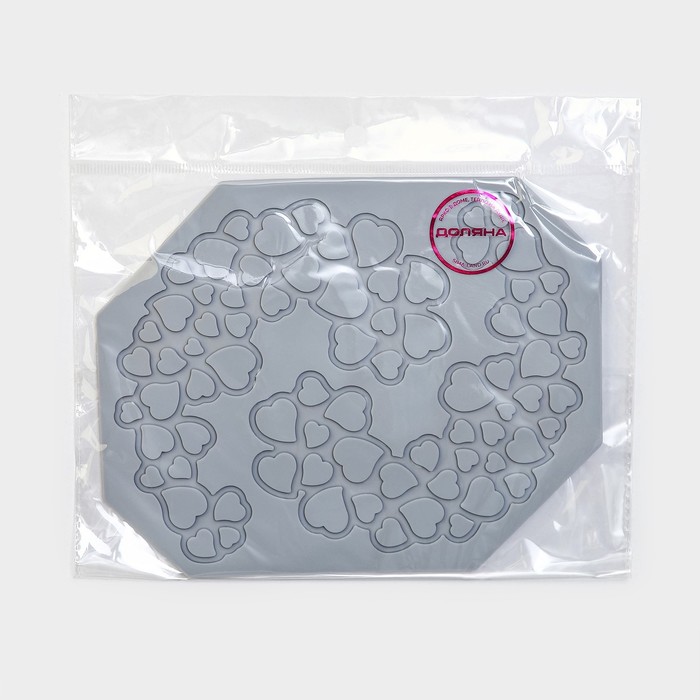 Силиконовый коврик для айсинга Доляна «Сердца», 17,7×14×0,3 см , цвет серый