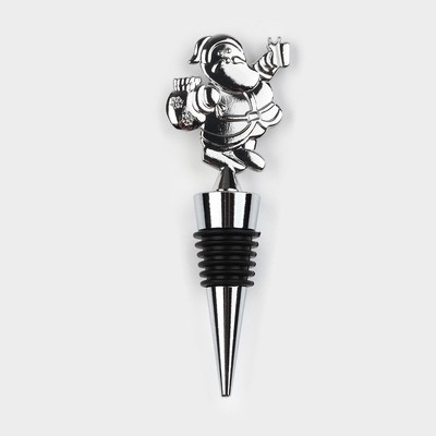 Пробка для бутылки новогодняя Доляна «Дедушка Мороз», серебристая