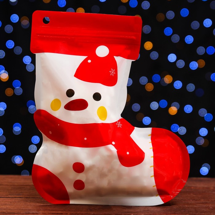 Пакет подарочный Снеговик, с zip-lock застежкой 18 х 22 см