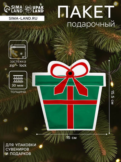 Пакет подарочный новогодний «Подарок», с zip - lock застежкой 15×15.5 см