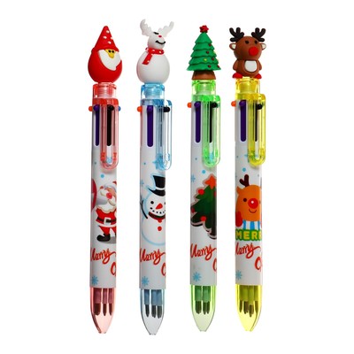 Многоцветная шариковая ручка Calligrata «Новый год», автоматическая, 6-ти цветная, 0.7 мм, подарочная, МИКС