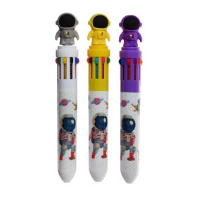 Ручка шариковая автоматическая "Космонавт", 10-ти цветная, МИКС