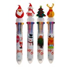 Ручка шариковая автоматическая, 10-ти цветная, Новый год МИКС - фото 320121340