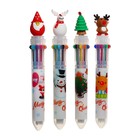 Ручка шариковая автоматическая, 10-ти цветная, Новый год МИКС - фото 320121351