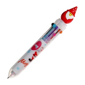 Ручка шариковая автоматическая, 10-ти цветная, Новый год МИКС