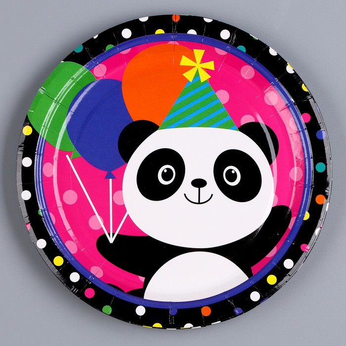 Тарелка бумажная «Панда с шариками», в наборе 6 шт. - Фото 1