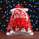 Пакет подарочный новогодний с завязками, «Пингвины», 24×32 см - фото 118574762